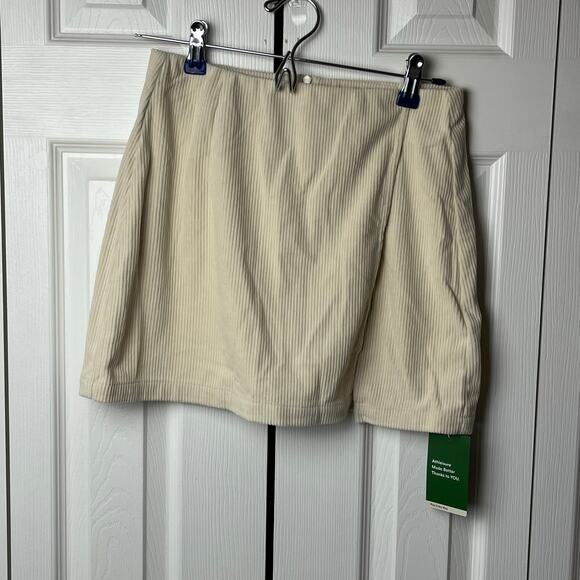 Halara High Waisted Back Zipper Split Hem 2-in-1 Corduroy Casual Skirt Brown M - Picture 1 of 12